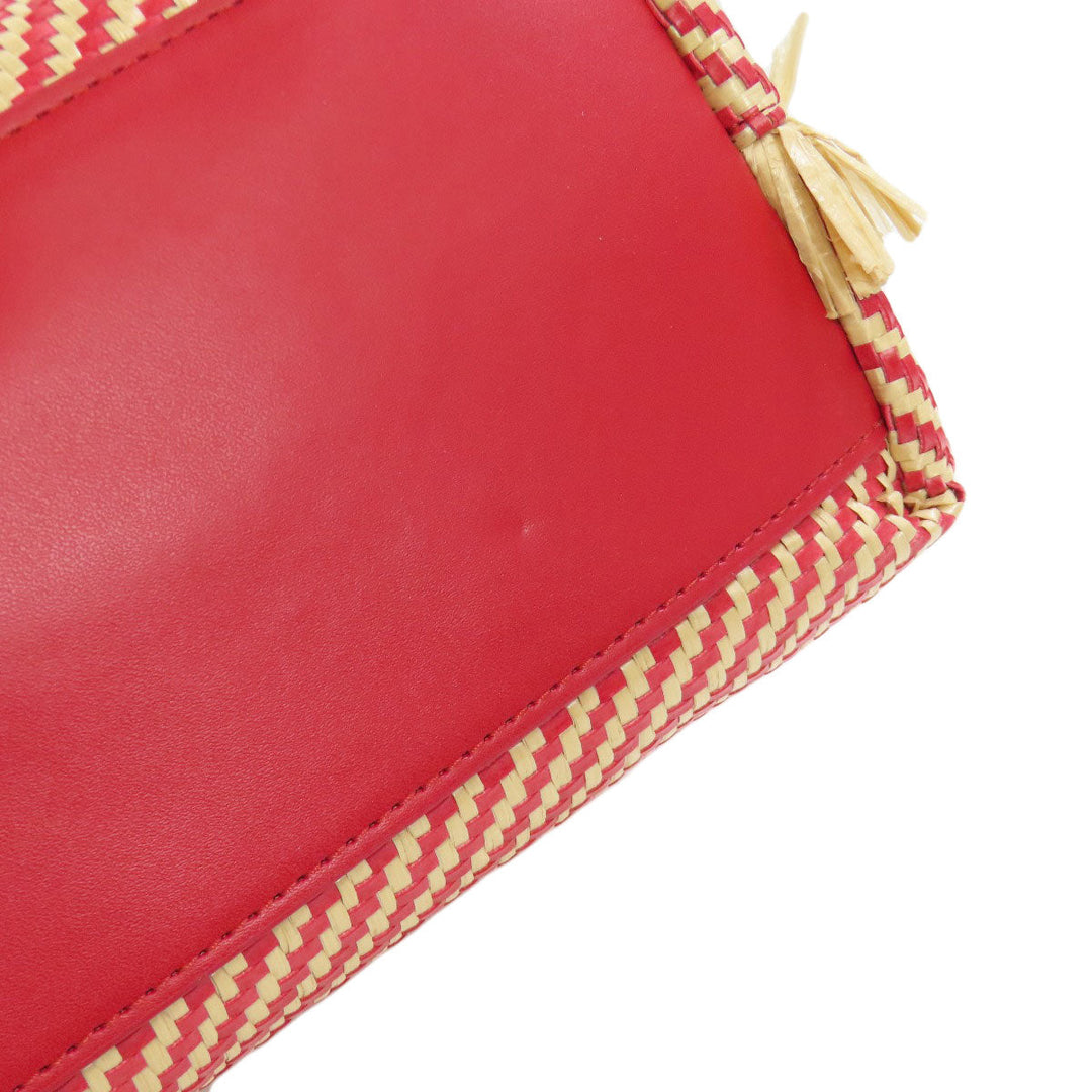 Emporio Armani Handbag Straw, Leather Red 2WAY Women Used Authentic