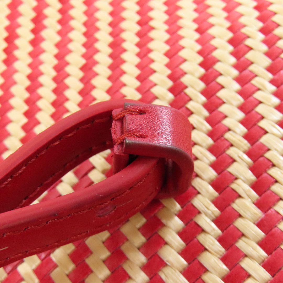 Emporio Armani Handbag Straw, Leather Red 2WAY Women Used Authentic