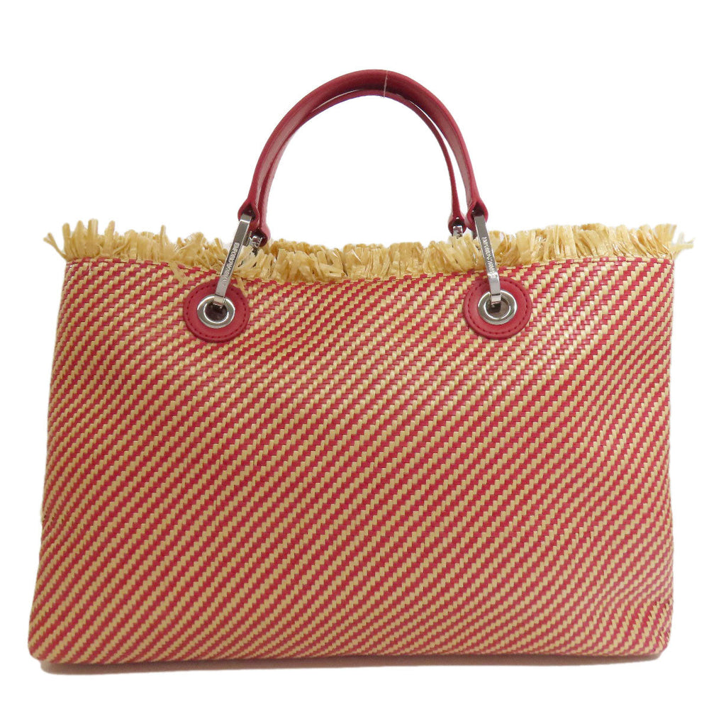 Emporio Armani Handbag Straw, Leather Red 2WAY Women Used Authentic