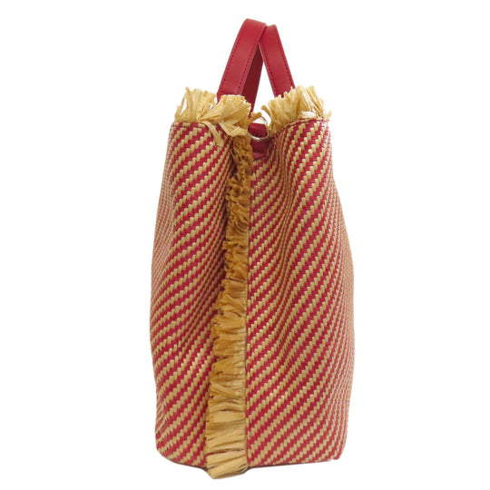 Emporio Armani Handbag Straw, Leather Red 2WAY Women Used Authentic