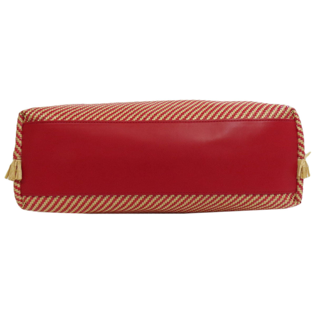 Emporio Armani Handbag Straw, Leather Red 2WAY Women Used Authentic