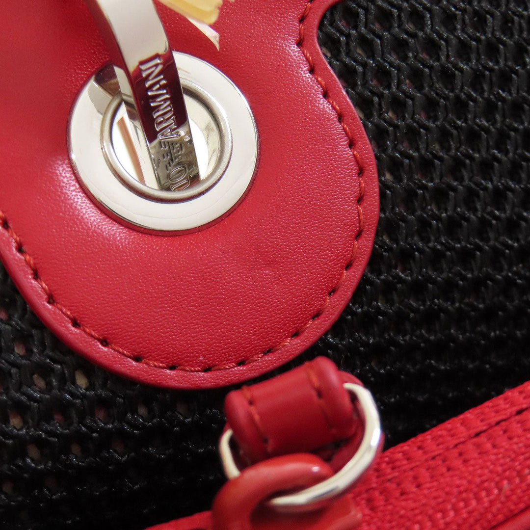 Emporio Armani Handbag Straw, Leather Red 2WAY Women Used Authentic