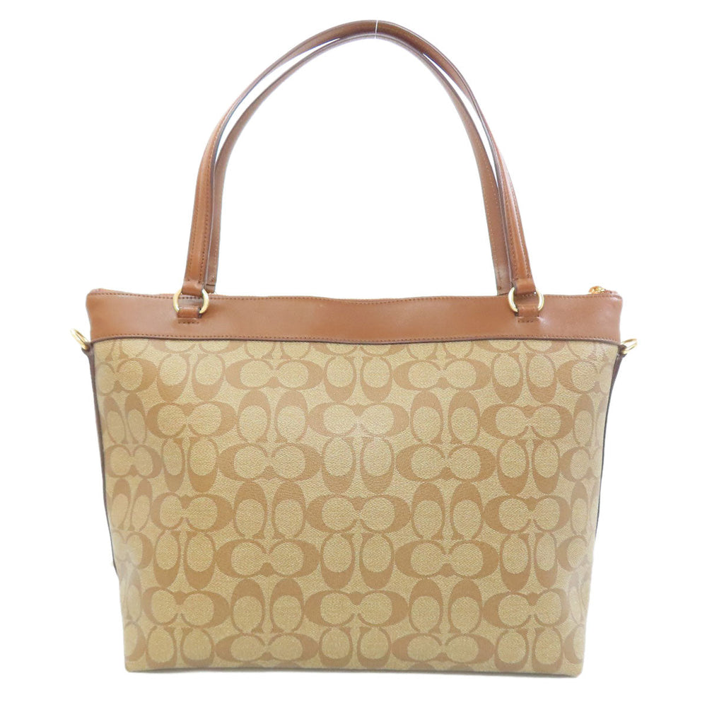COACH Tote Bag PVC Brown Signature Women Used Authentic