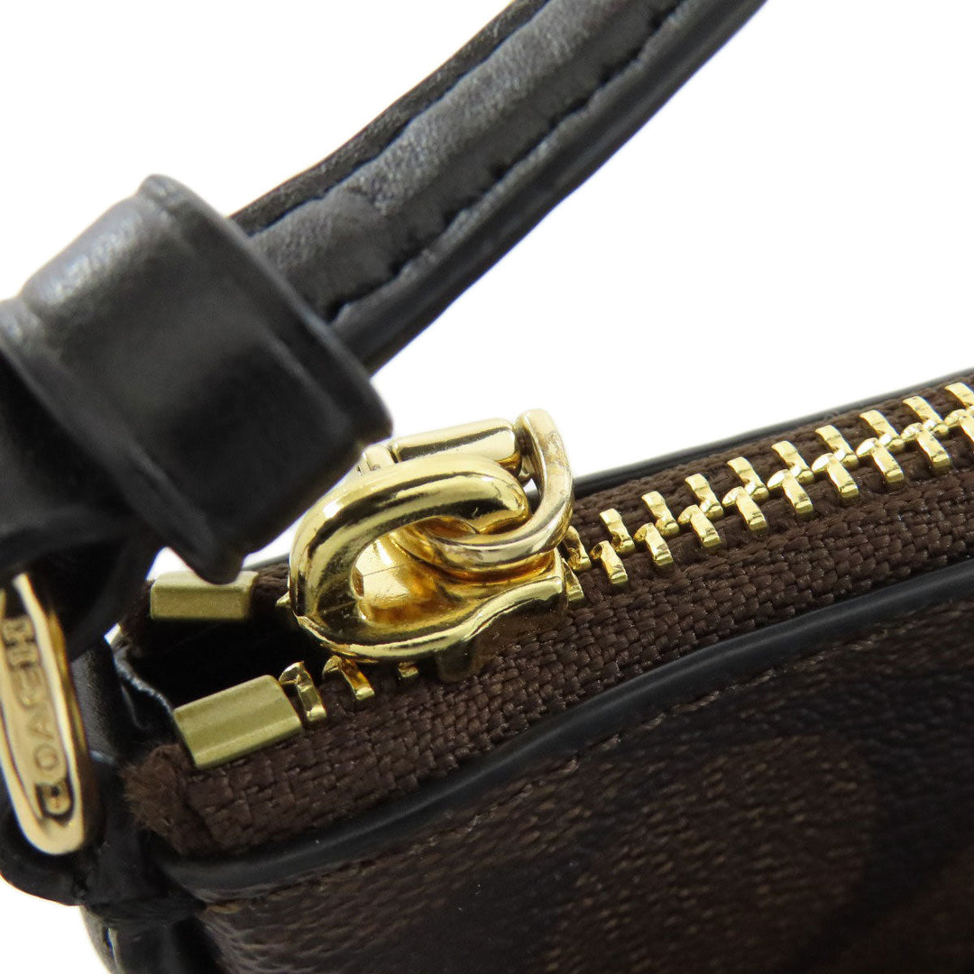 COACH Shoulder Bag F58316 PVC Brown Long Shoulder Signature Women Used Authentic