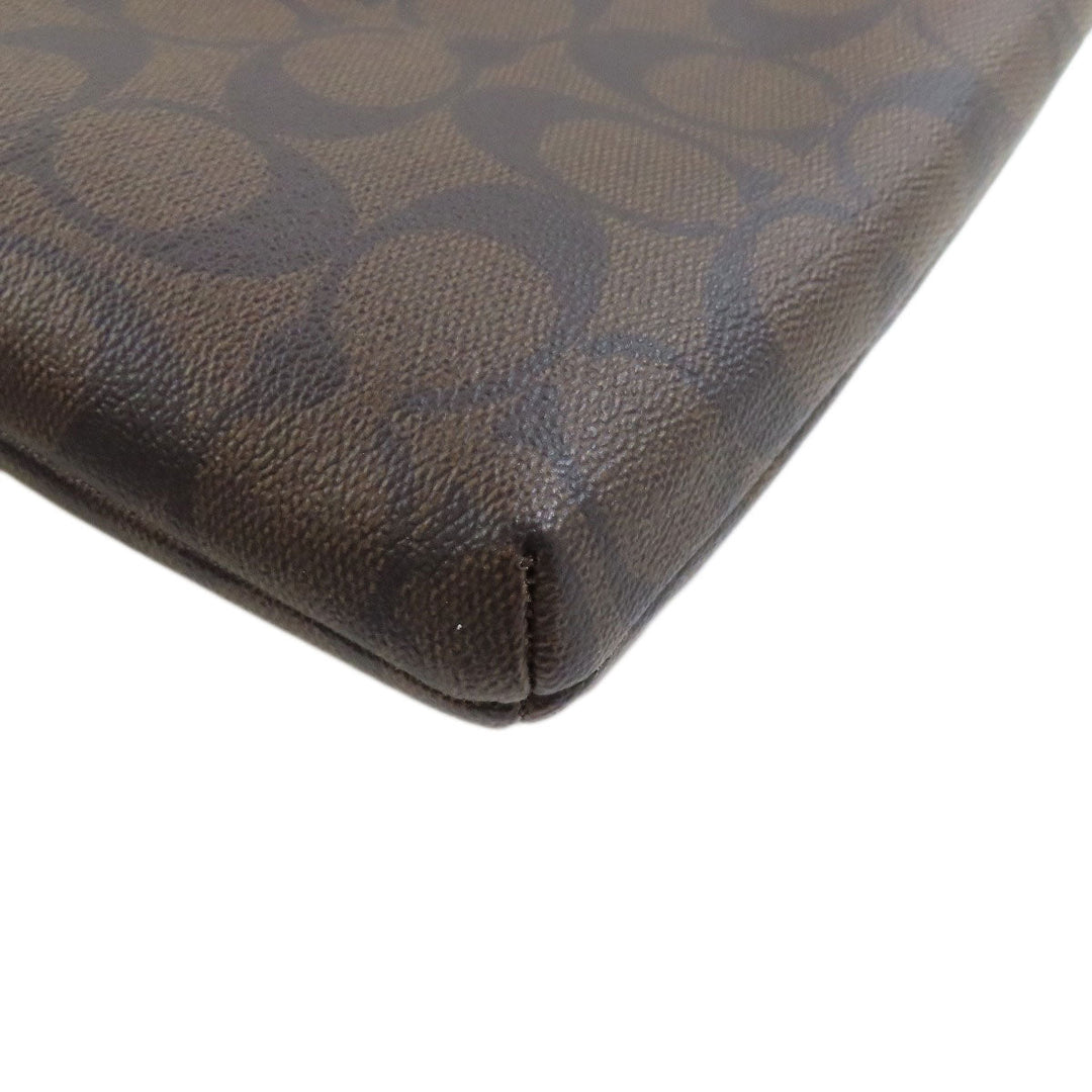 COACH Shoulder Bag F58316 PVC Brown Long Shoulder Signature Women Used Authentic