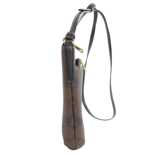 COACH Shoulder Bag F58316 PVC Brown Long Shoulder Signature Women Used Authentic