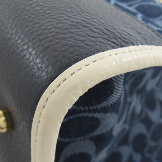 COACH Handbag C2827 canvas blue Dempsey Signature 2WAY Women Used Authentic