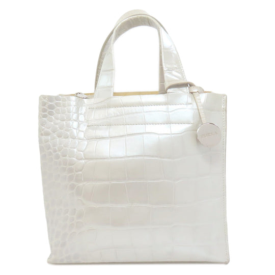 Furla Tote Bag leather Silver Embossing