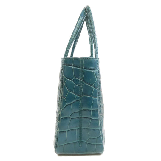 Furla Handbag leather blue Embossed 2WAY
