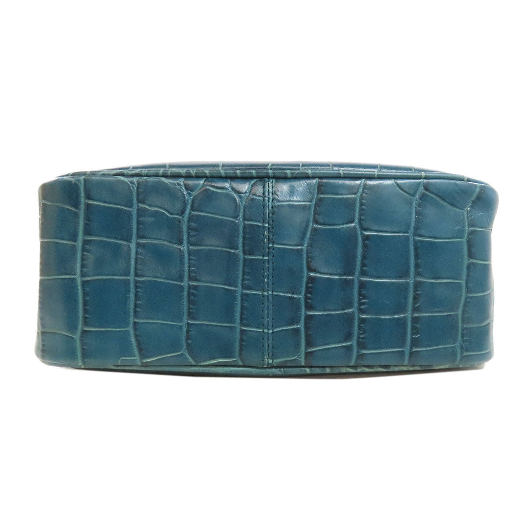 Furla Handbag leather blue Embossed 2WAY