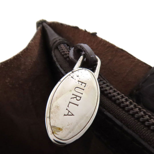 Furla Handbag leather Brown Embossing