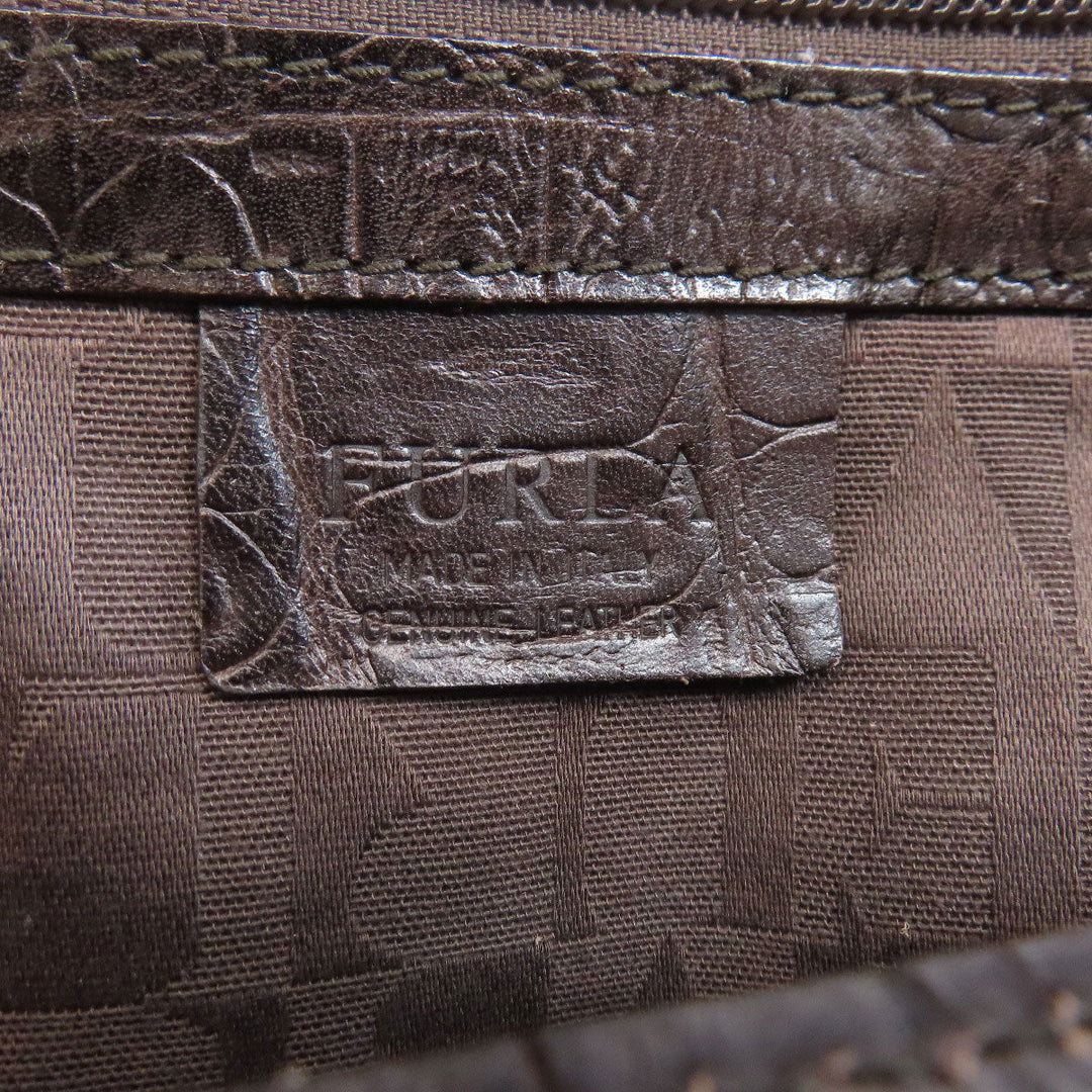 Furla Handbag leather Brown Embossing