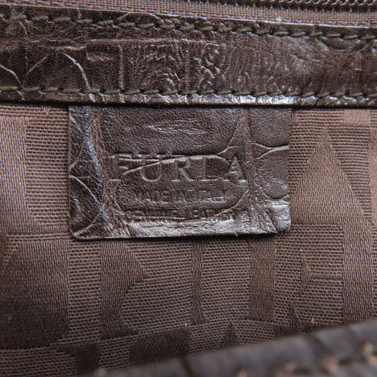 Furla Handbag leather Brown Embossing