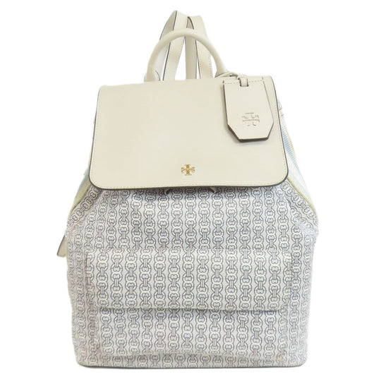 Tory Burch Backpack PVC white logo Women Used Authentic