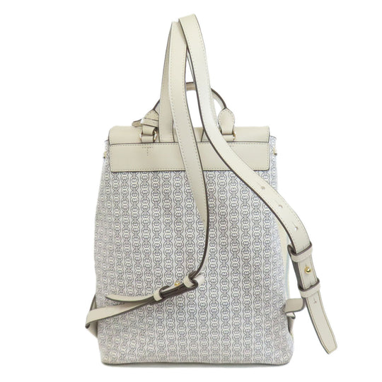 Tory Burch Backpack PVC white logo Women Used Authentic