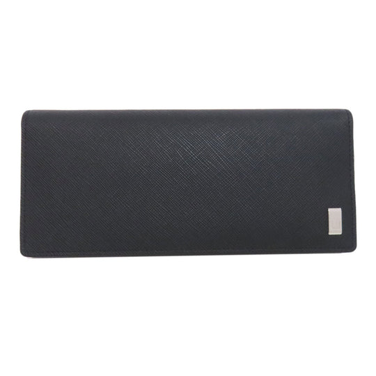 Dunhill Long Wallet Purse leather black logo mens Used Authentic