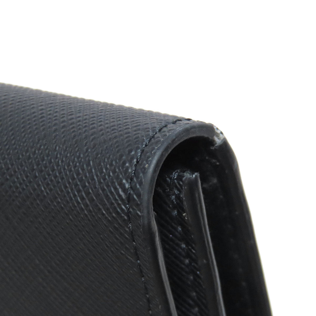Dunhill Long Wallet Purse leather black logo mens Used Authentic