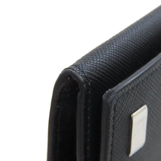 Dunhill Long Wallet Purse leather black logo mens Used Authentic