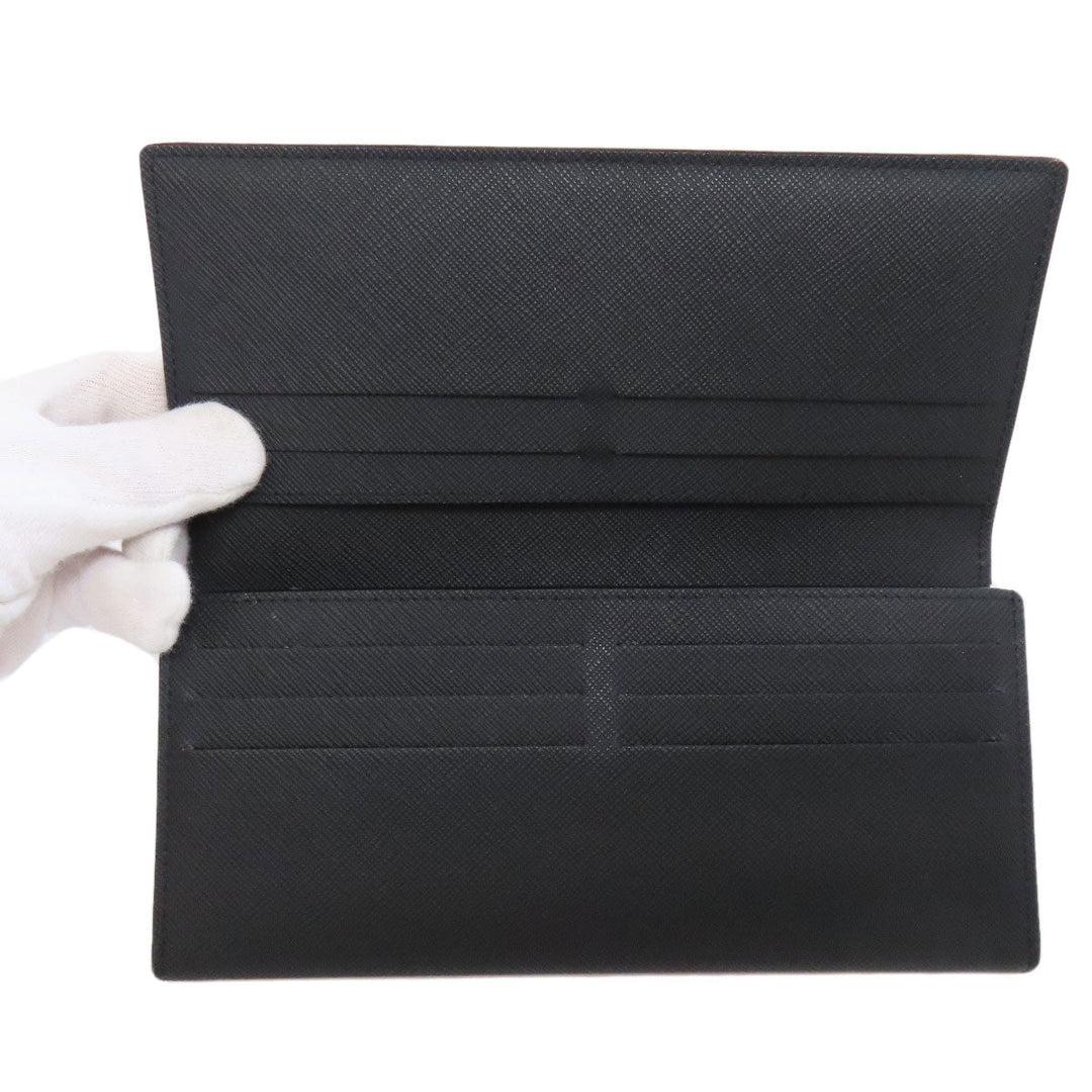 Dunhill Long Wallet Purse leather black logo mens Used Authentic