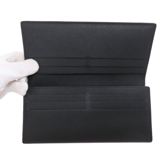 Dunhill Long Wallet Purse leather black logo mens Used Authentic