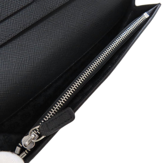 Dunhill Long Wallet Purse leather black logo mens Used Authentic