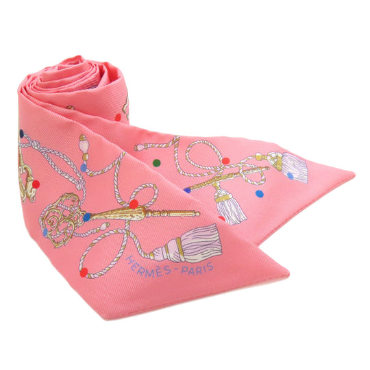 HERMES scarf silk pink Twilly Women Used Authentic