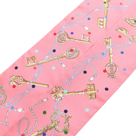 HERMES scarf silk pink Twilly Women Used Authentic