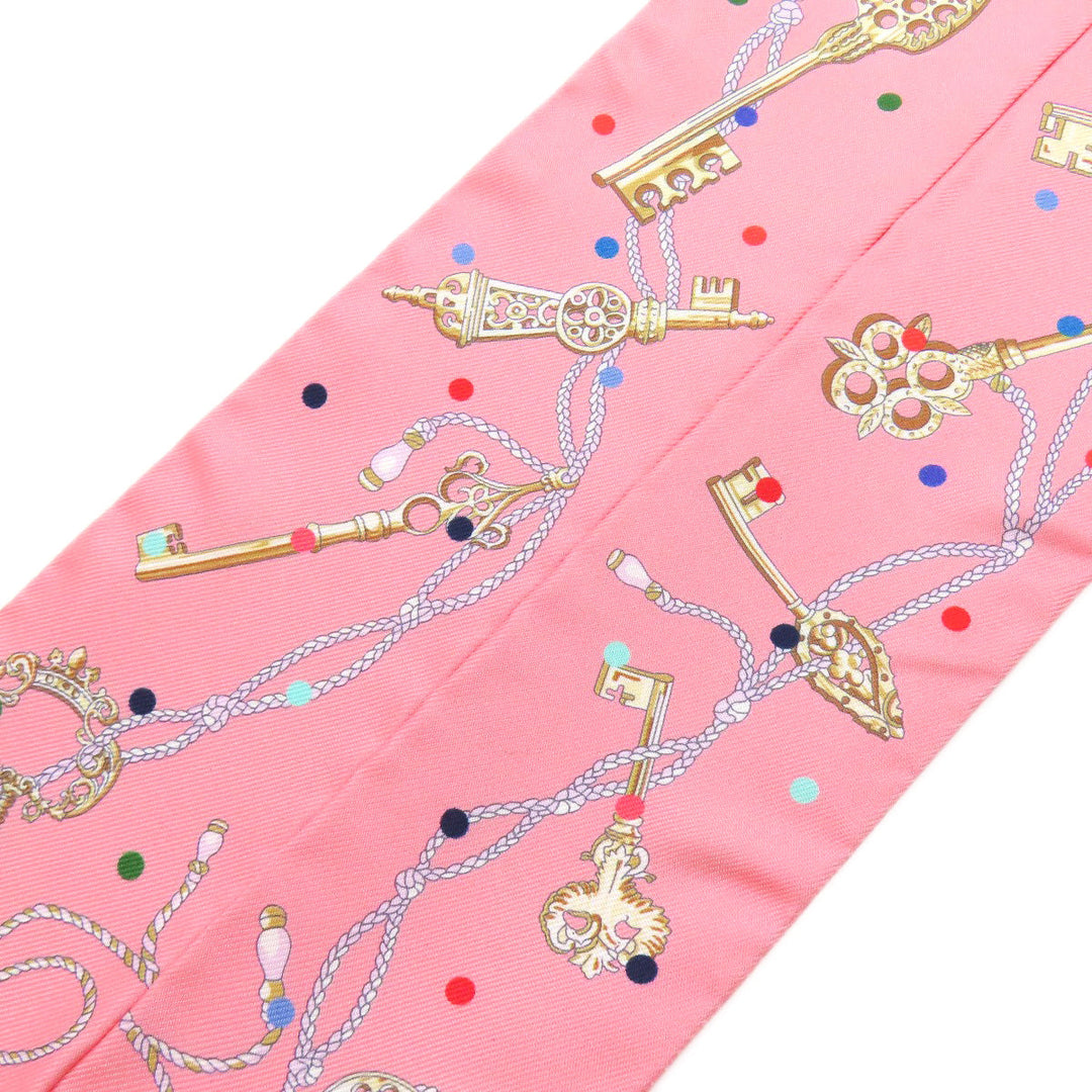 HERMES scarf silk pink Twilly Women Used Authentic