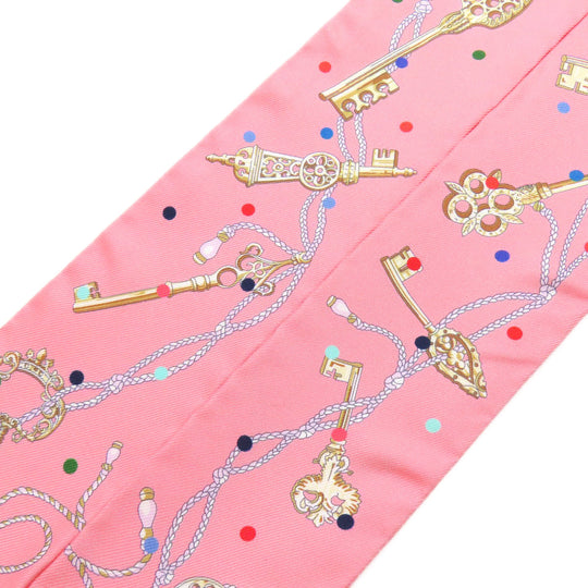 HERMES scarf silk pink Twilly Women Used Authentic