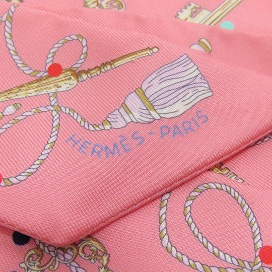 HERMES scarf silk pink Twilly Women Used Authentic