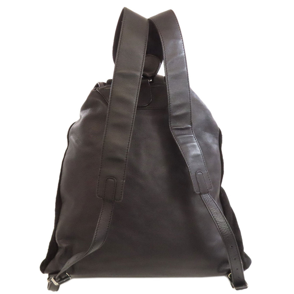 BALENCIAGA Backpack 340139 Suede black logo Women Used Authentic