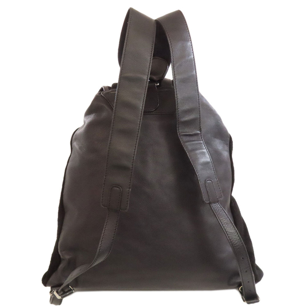BALENCIAGA Backpack 340139 Suede black logo Women Used Authentic