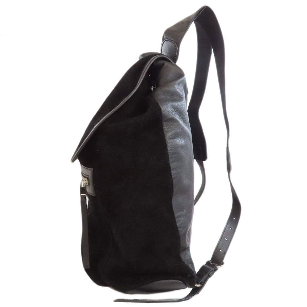 BALENCIAGA Backpack 340139 Suede black logo Women Used Authentic