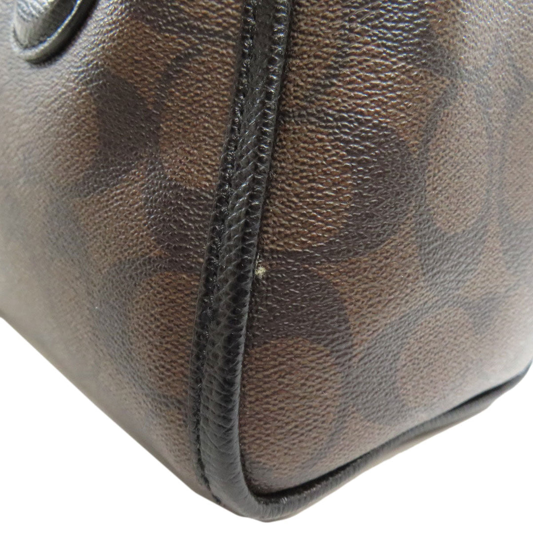 COACH Handbag F34084 PVC Brown Signature 2WAY Women Used Authentic