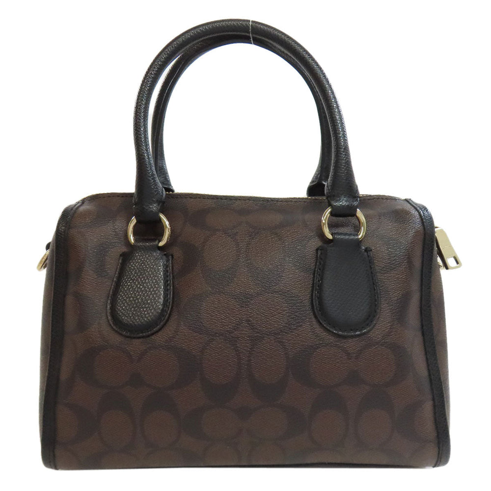 COACH Handbag F34084 PVC Brown Signature 2WAY Women Used Authentic