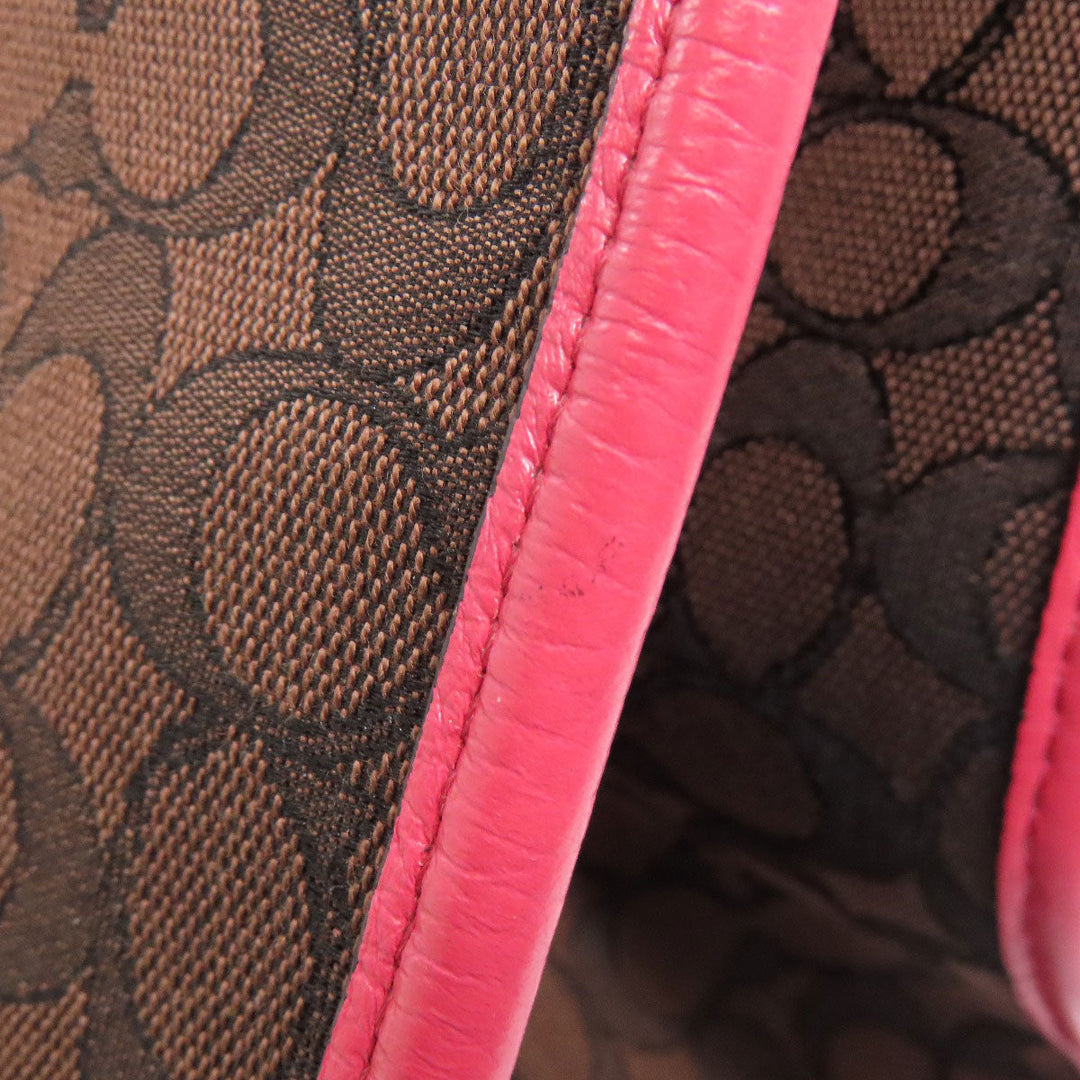 COACH Tote Bag C1548 Canvas, Leather Brown Dempsey 2WAY Women Used Authentic