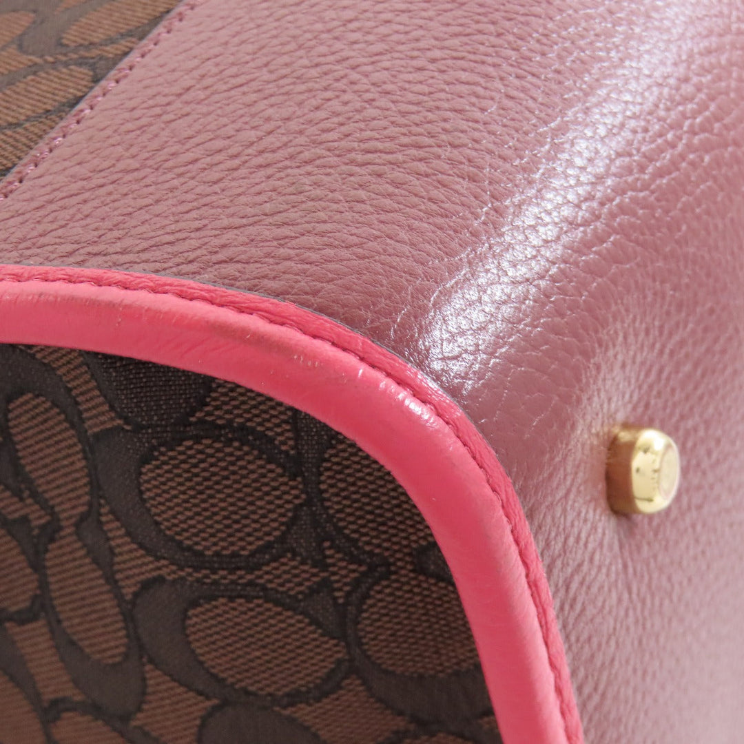 COACH Tote Bag C1548 Canvas, Leather Brown Dempsey 2WAY Women Used Authentic