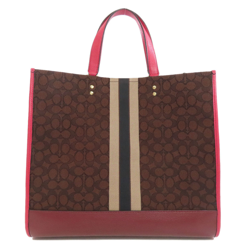 COACH Tote Bag C1548 Canvas, Leather Brown Dempsey 2WAY Women Used Authentic