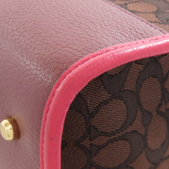 COACH Tote Bag C1548 Canvas, Leather Brown Dempsey 2WAY Women Used Authentic