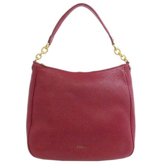 Furla Shoulder Bag leather Red one belt