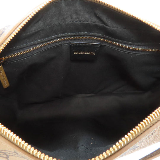 BALENCIAGA Shoulder Bag 702723 PVC Brown BB monogram Women Used Authentic