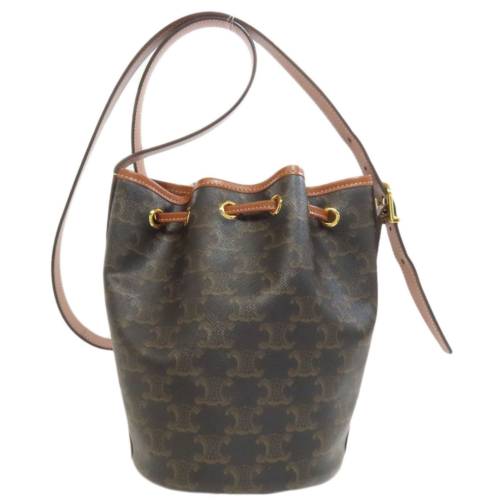 CELINE Shoulder Bag PVC Brown Long Shoulder Macadam Women Used Authentic