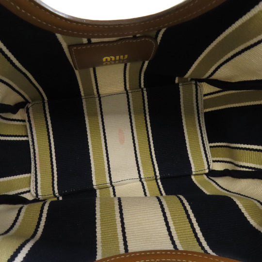 MIUMIU Tote Bag canvas Brown Ivy Stripes