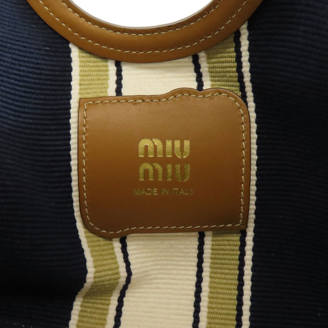 MIUMIU Tote Bag canvas Brown Ivy Stripes