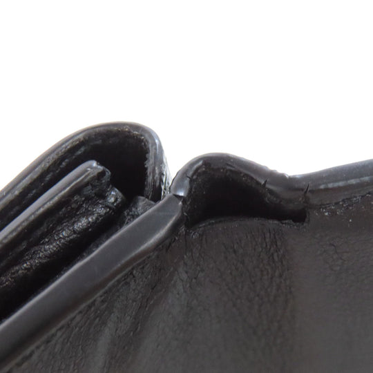 BALENCIAGA Bifold Wallet 594312 leather black logo Tri-fold Wallet Women Used Authentic