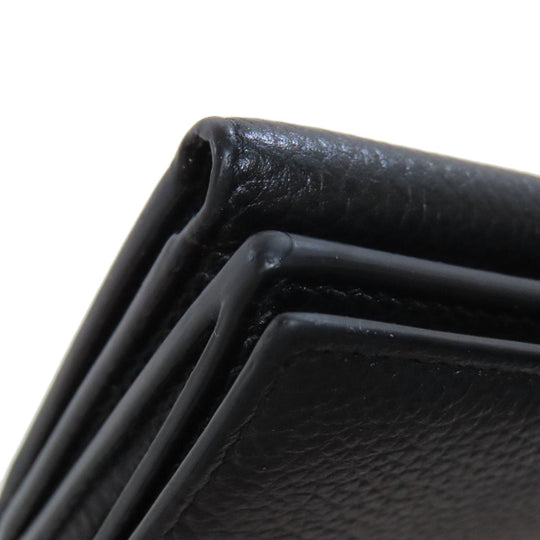 BALENCIAGA Bifold Wallet 594312 leather black logo Tri-fold Wallet Women Used Authentic