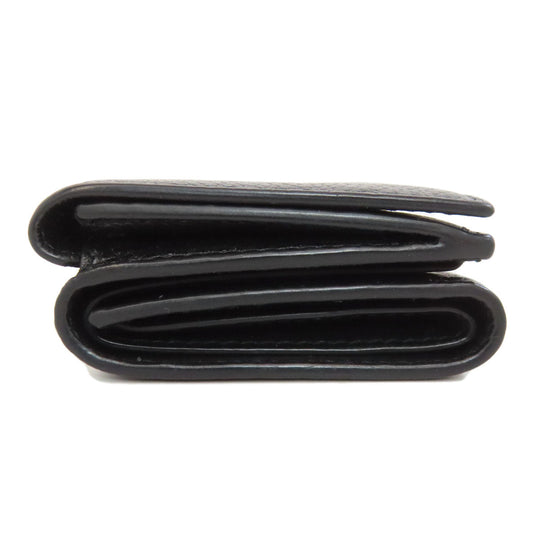 BALENCIAGA Bifold Wallet 594312 leather black logo Tri-fold Wallet Women Used Authentic