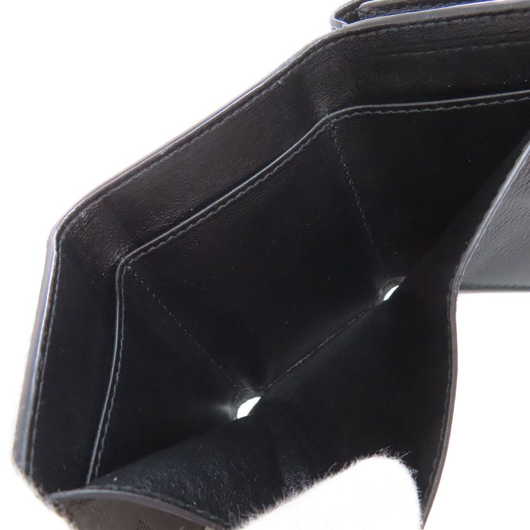BALENCIAGA Bifold Wallet 594312 leather black logo Tri-fold Wallet Women Used Authentic