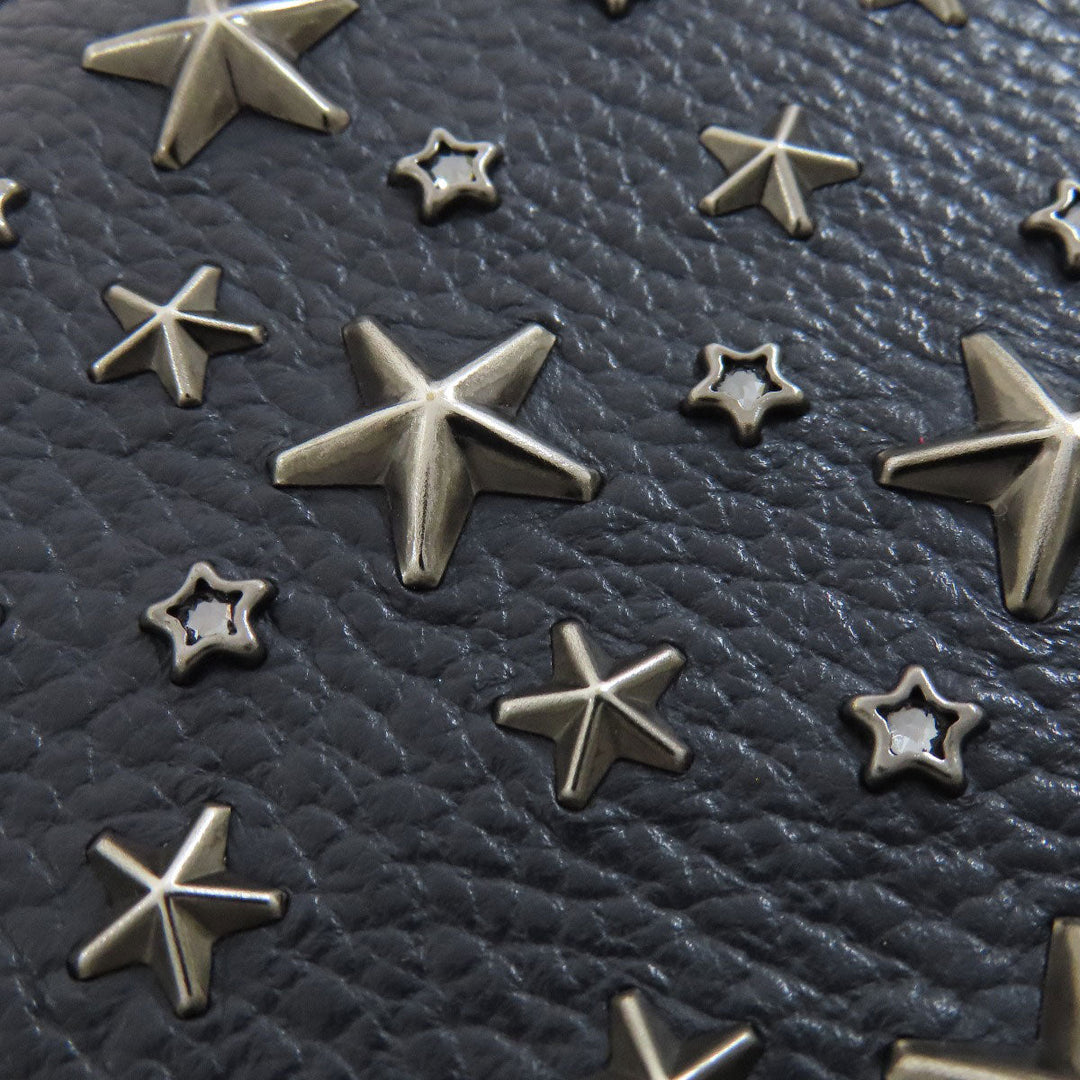 JIMMY CHOO Long Wallet Purse leather Navy Star motif studs Women Used Authentic