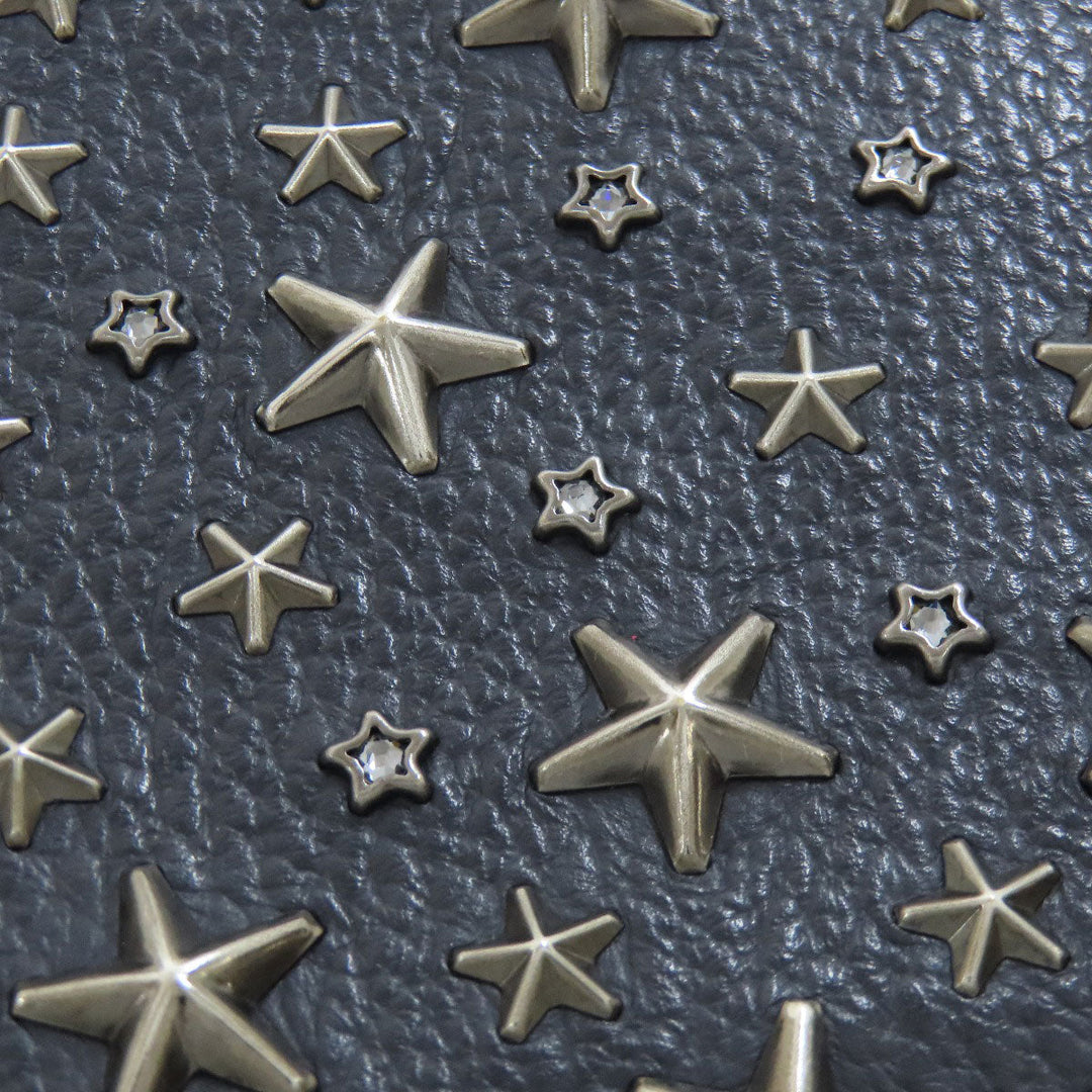 JIMMY CHOO Long Wallet Purse leather Navy Star motif studs Women Used Authentic